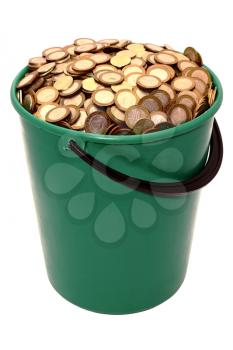 Royalty Free Photo of a Bucket of Coins