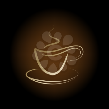 Royalty Free Clipart Image of a Steaming Cup of Coffee Drawing