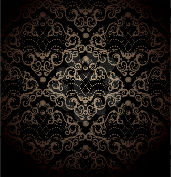 Floral vector black and gold seamless royal beauty ornament