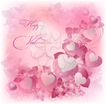 Valentine's Background With Design Hearts And Text
