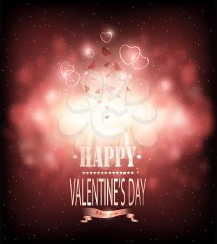 Valentine's Day Background With Hearts, Butterflies And Title Inscription
