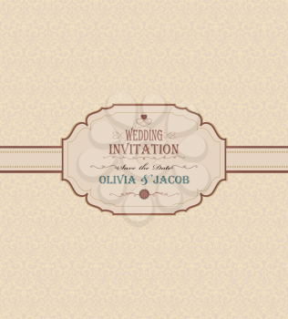 Vintage Wedding Invitation With Ornate Background And Title Inscription