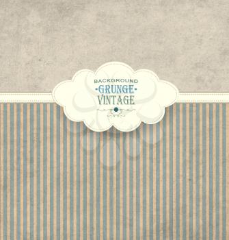 Vintage Frame With Cloud Grunge Striped Background And Title Inscription