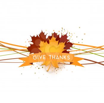 Thanksgiving Day Background With Maple Leafs And Title Inscription With Shadows