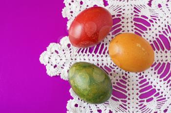 Royalty Free Photo of Easter Eggs on a Napkin