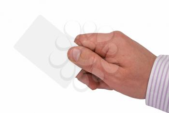 Royalty Free Photo of a Person Holding a Blank Card