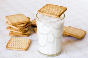 Royalty Free Photo of a Glass of Milk and Cookies