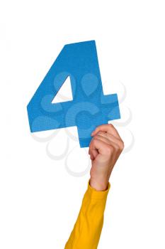 Royalty Free Photo of a Person Holding the Number Four