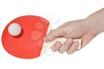 hand of table-tennis player isolated on white background