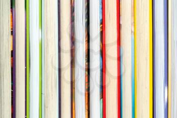 Close-up of books arranged in a row
