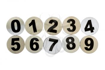 Set of metal numbers isolated on white background