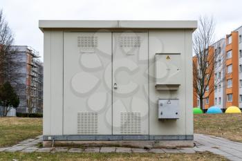Outdoor electric control box in the city