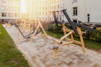 Outdoor exercise machines installed for people to exercise for health