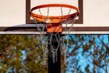 Street basketball.Basketball hoop close-up, healthy lifestyle concept
