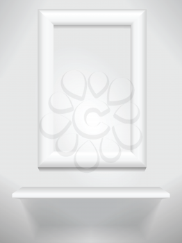 Royalty Free Clipart Image of a Frame Above a Shelf