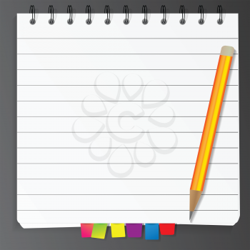 Royalty Free Clipart Image of a Pencil on a Notepad