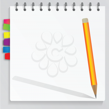 Royalty Free Clipart Image of a Pencil on a Notepad