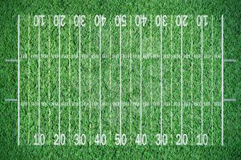 American football field on green grass