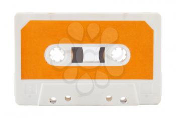 Old audio casete isolated on white background