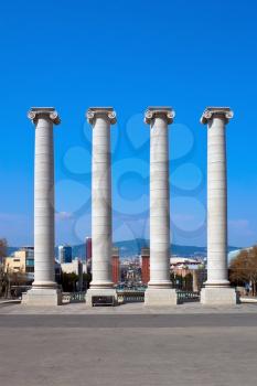 Columns at Placa de Espanya near Montjuic fountain in Barcelona, Spain