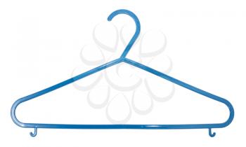 Blue plastic clothes rack on white