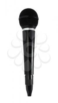 Black microphone on white background