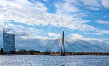 Cable bridge in Riga city