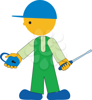 Royalty Free Clipart Image of a Locksmith