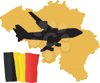 Royalty Free Clipart Image of a Plane Over Belgium