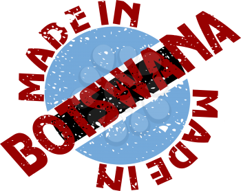 Royalty Free Clipart Image of a Label with Made in Botswana