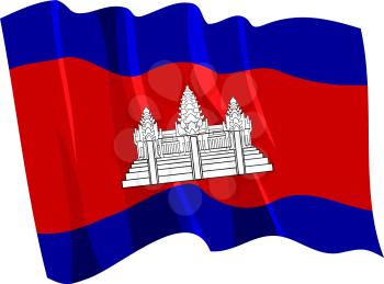 Royalty Free Clipart Image of a Cartoon of the Flag of Cambodia