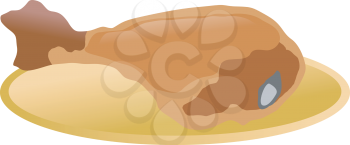 Royalty Free Clipart Image of a Chicken Leg on a Plate