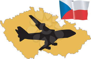 Royalty Free Clipart Image of a Plane Over the Czech Republic