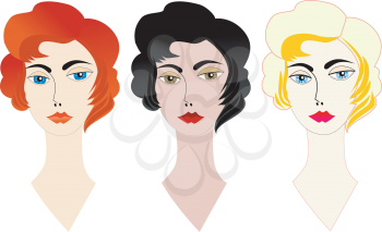 Royalty Free Clipart Image of Three Hairstyles