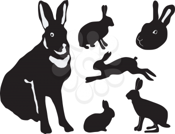 Royalty Free Clipart Image of Silhouettes of Rabbits