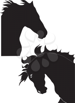 Royalty Free Clipart Image of  Silhouette Horse Heads