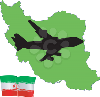 Royalty Free Clipart Image of a Plane Over Iran