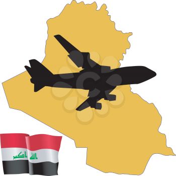 Royalty Free Clipart Image of a Plane Over Iraq
