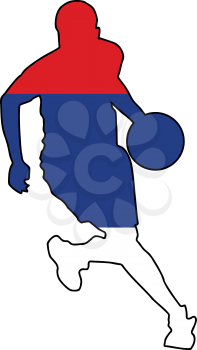Royalty Free Clipart Image of a Basketball Player in the Serbian Flag Colours