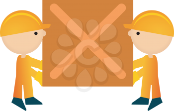 Royalty Free Clipart Image of Two People Carrying a Box