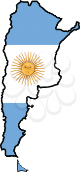 An illustration of map with flag of Argentina