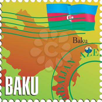 Vector stamp with an image of map of Azerbaijan