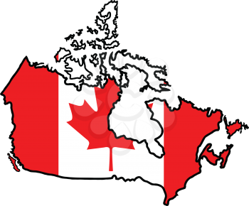 An illustration of map with flag of Canada