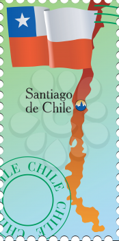 Vector stamp with an image of map of Chile