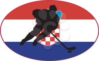 hockey player on background of flag of Croatia