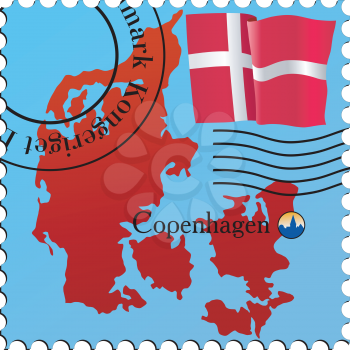 Vector stamp with an image of map of Denmark