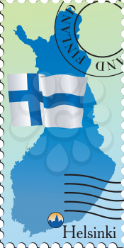 Vector stamp with an image of map of Finland