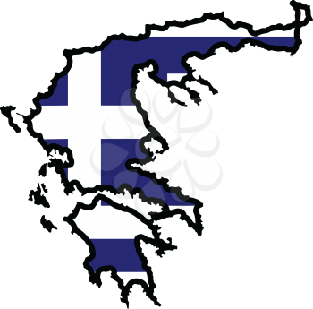 An illustration of map with flag of Greece