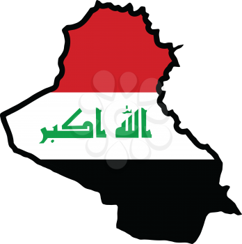 An illustration of map with flag of Iraq