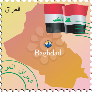 Vector stamp with an image of map of Iraq
